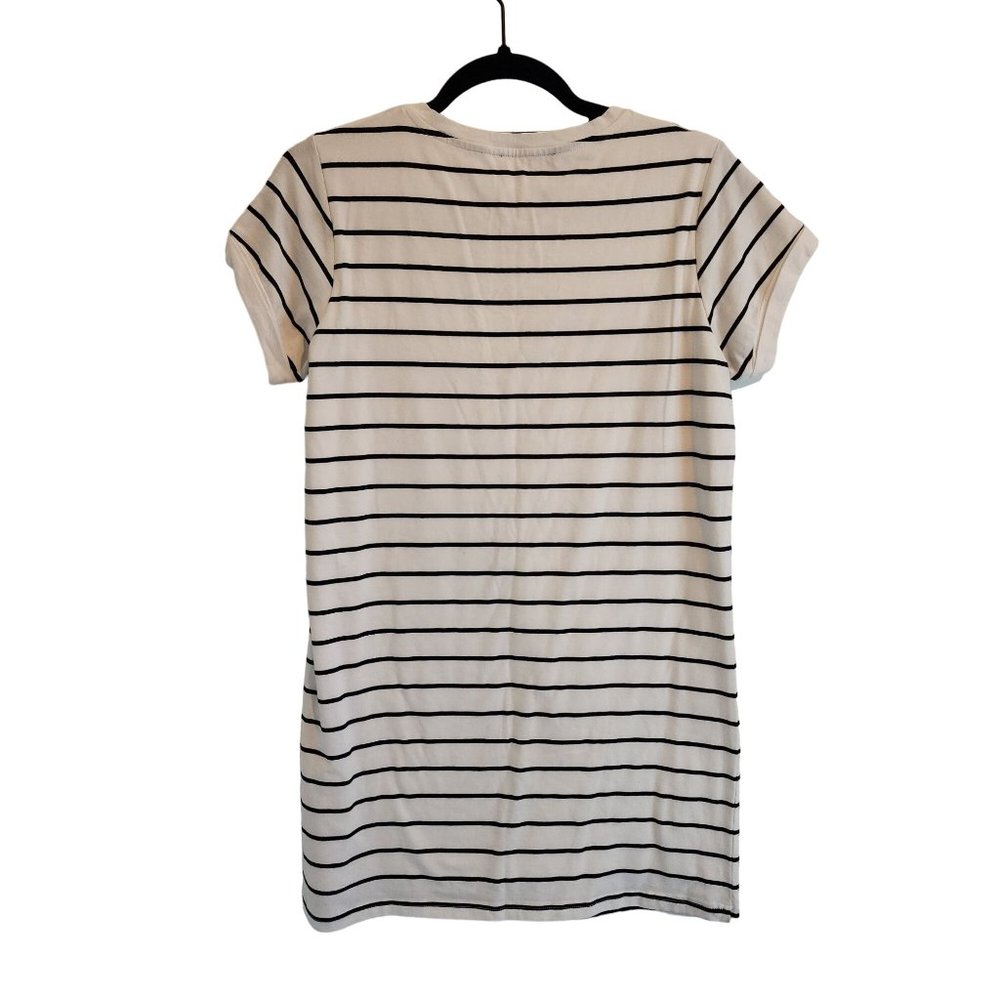 LuLu's Cafe Society Black and Cream Striped Shirt Dress Womens size small - Picture 3 of 4